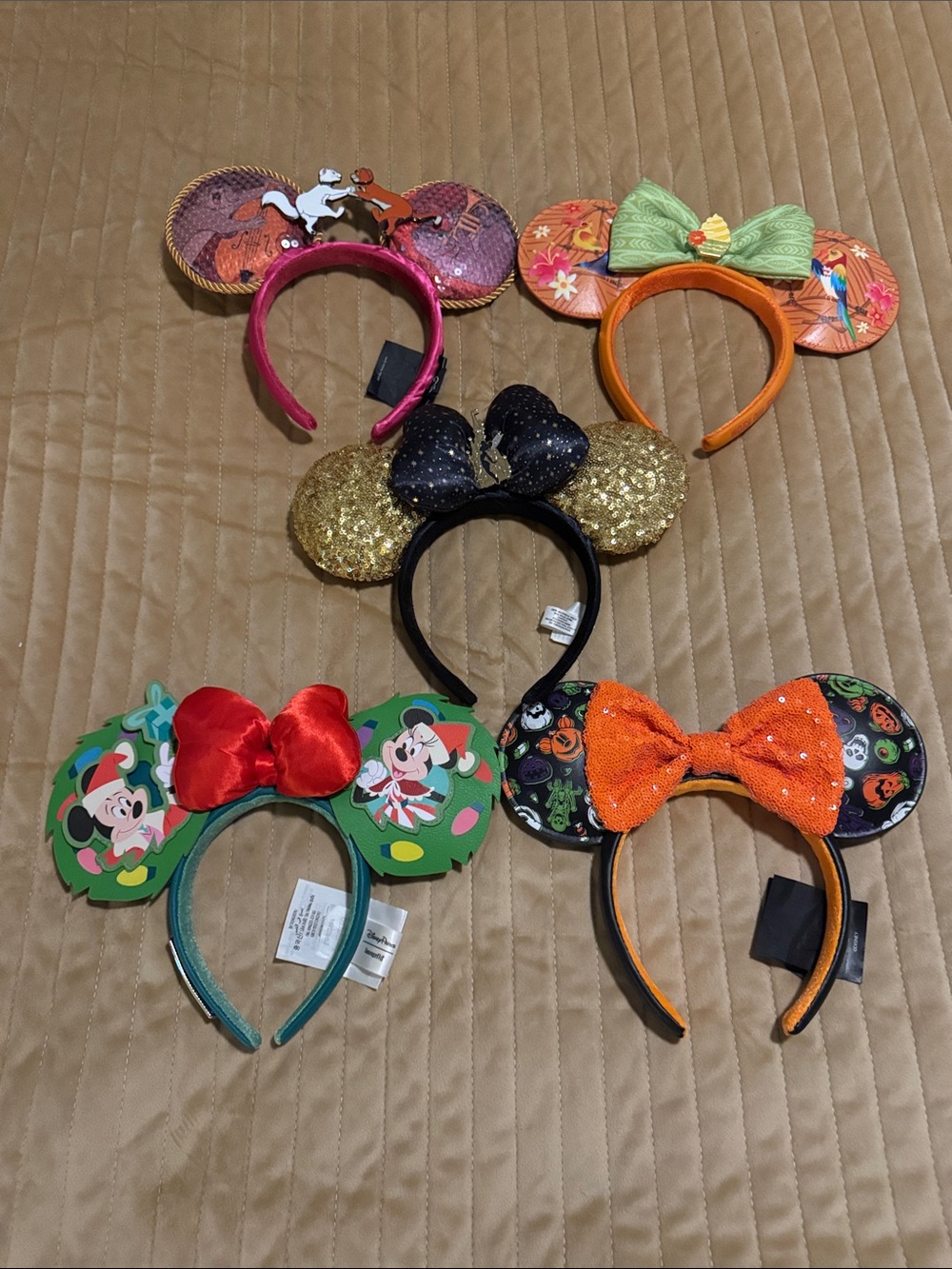 Disney Minnie Mouse Ear Headband Lot - Gold, Black, Pink, Orange, Green, Red